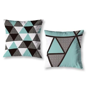Kit 2 Almofadas Cheias 40Cm X 40Cm Estampadas Geo Verde