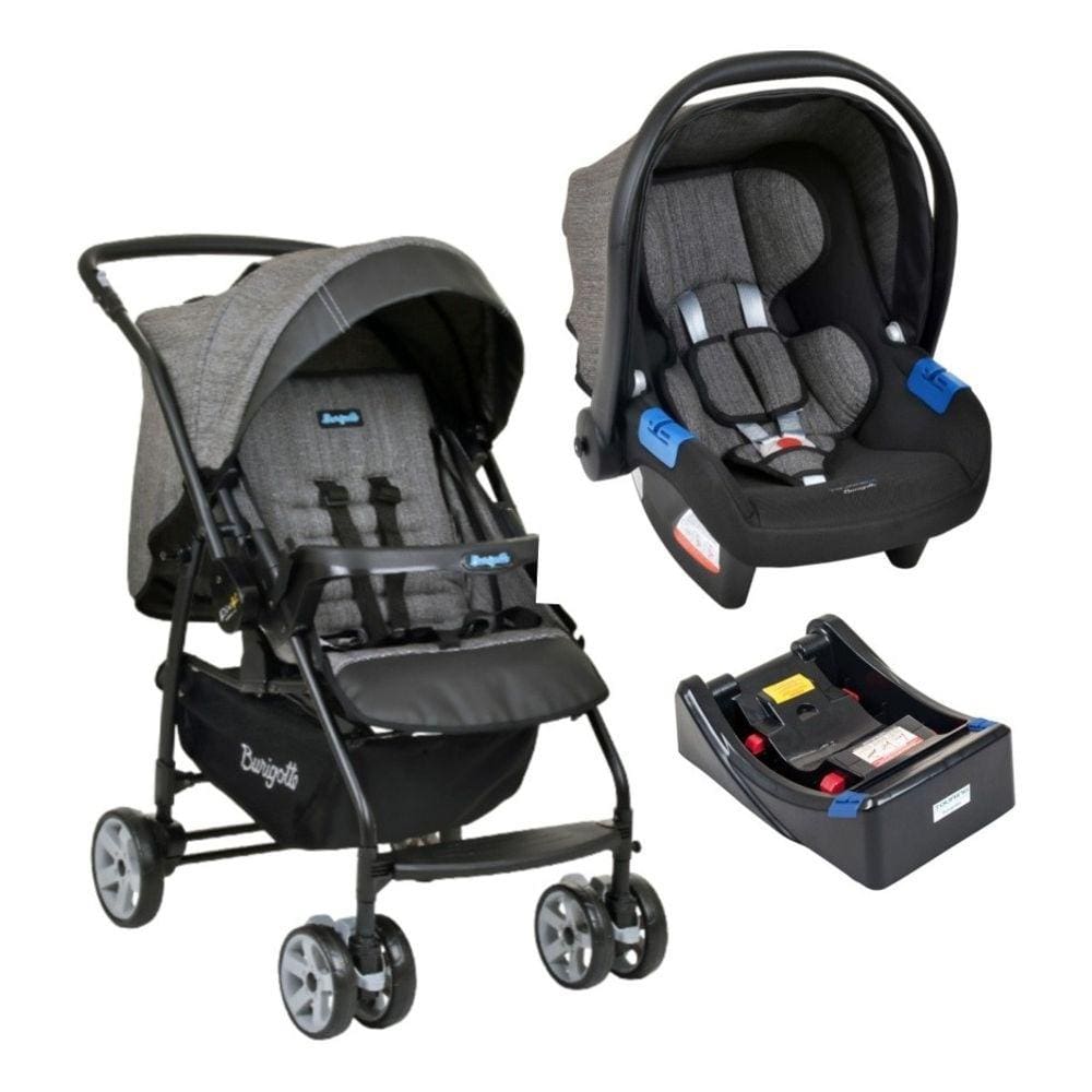 Carrinho Rio K Com Bebê Conforto Pr Cz E Base Burigotto