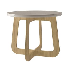 Mesa de Centro Redonda Artely Jasmin MDF Off White Marrom