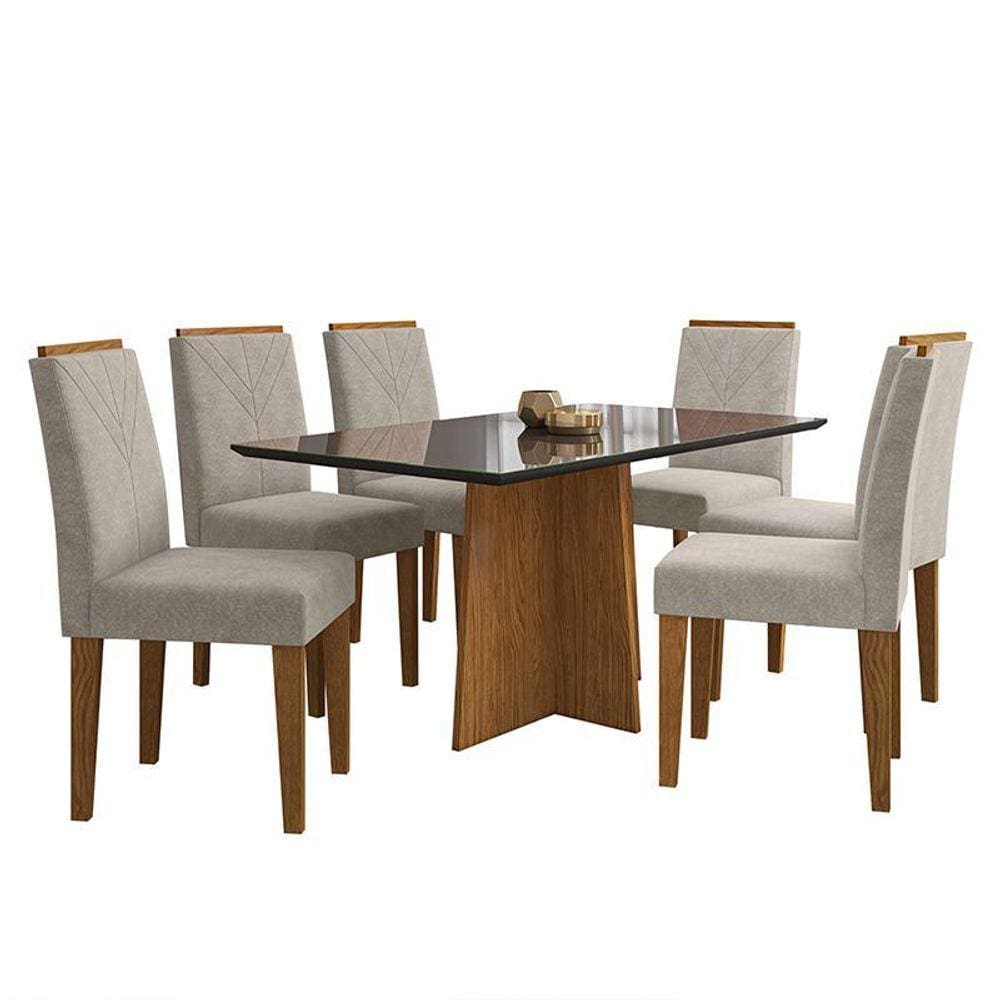 Mesa de Jantar Ana 160x90 com 6 Cadeiras Amanda - PR Móveis