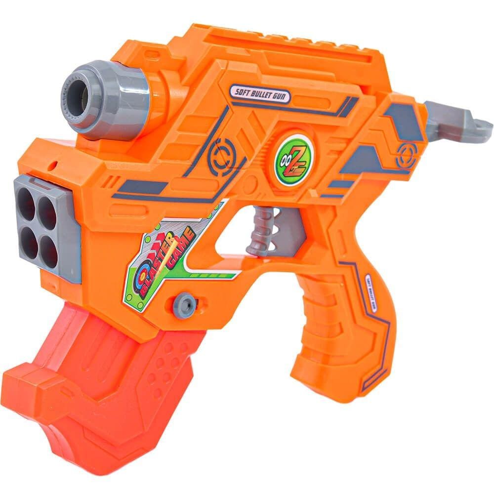 Brinquedo Infantil LANÇADOR DE DARDOS E ÁGUA 2 Em 1 Soft Gun Laranja
