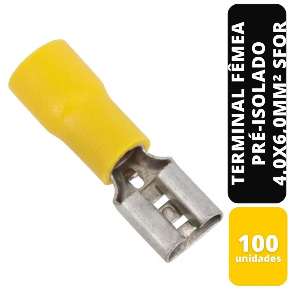Kit C/100 Terminal Fêmea Pré-Isolado (AM) 4,0X6,0mm² Sfor