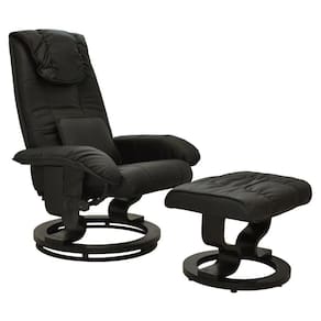 Poltrona do Papai Massageadora Elétrica com Puff Louis R02 PU Preto - Mpozenato