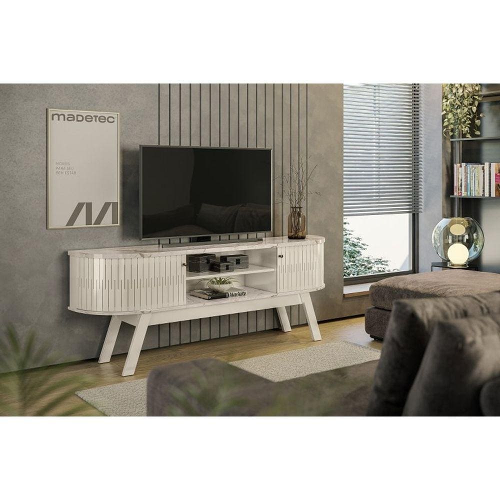 Painel Valência Para TV até 75 Polegadas Calacata e Off White - Madetec