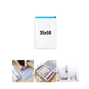 Kit 05 Saco Organizador Vácuo Para Viagem Roupa Mala 35x50