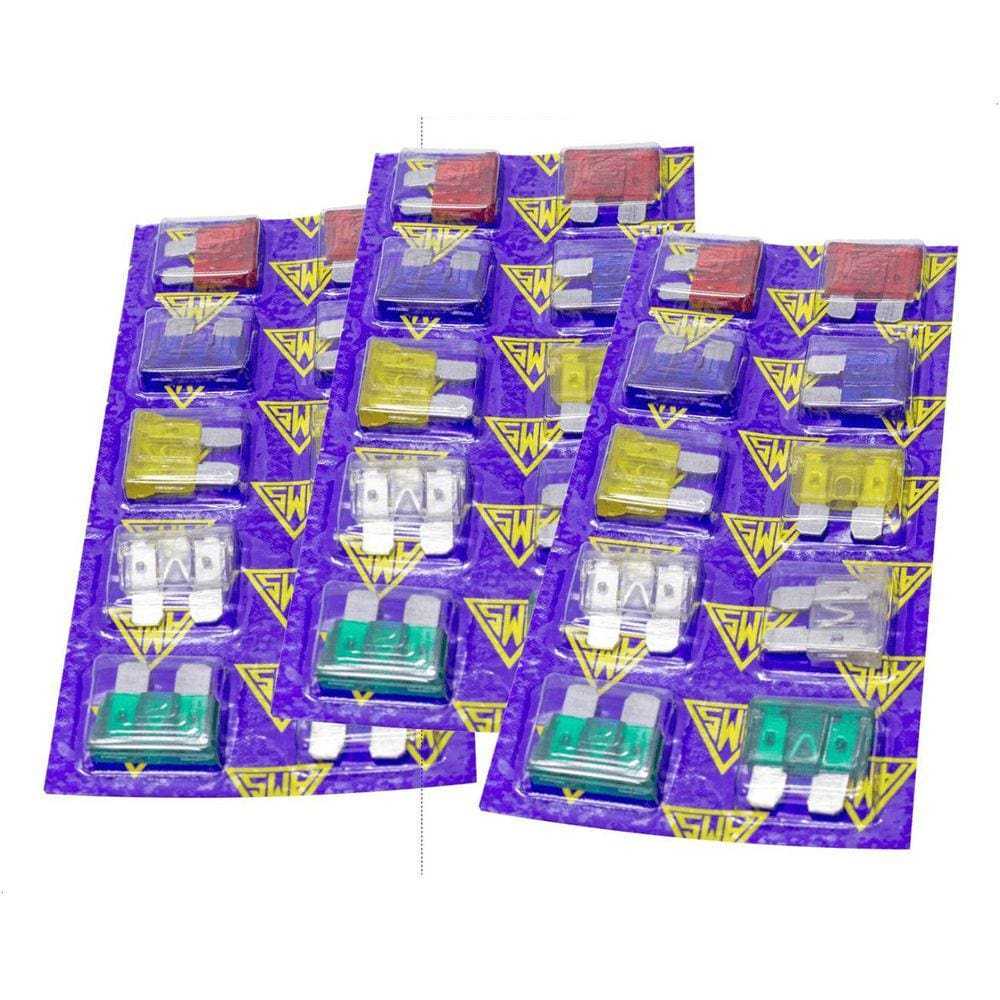 Kit 3 Cartela Fusível Padrão Carro 30 Pcs 10A 15A 20A 25 30