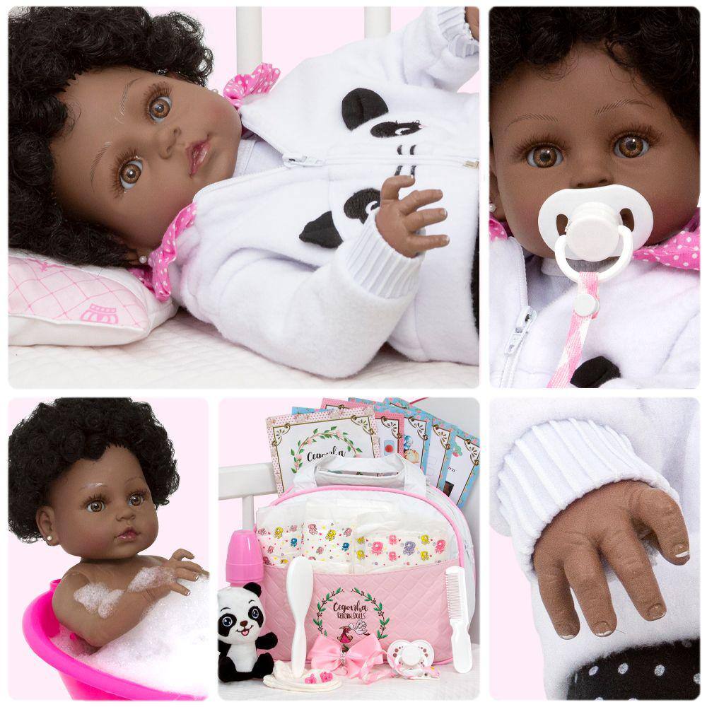 Bebe Reborn Negra Perfeita Realista Tecido