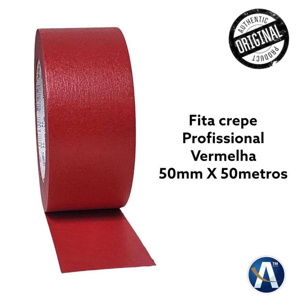 Fita Crepe Vermelha Profissional Automotiva 50mmX50m