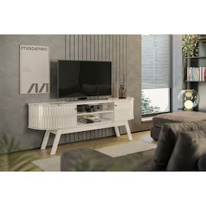 Rack Valência Para TV até 75 Polegadas Calacata e Off White - Madetec