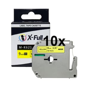 Kit 10 Fitas Compatível Brother MK 621 Amarela Preta 9mm