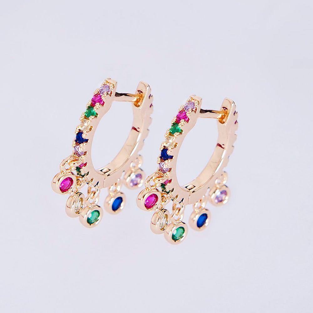 Brinco Argola com Zircônias Coloridas