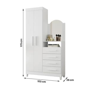 Guarda Roupa Cômoda Capri 2 Portas 4 Gavetas E Espelho Branco branctitaniuazurosa Branco branctitaniuazurosa