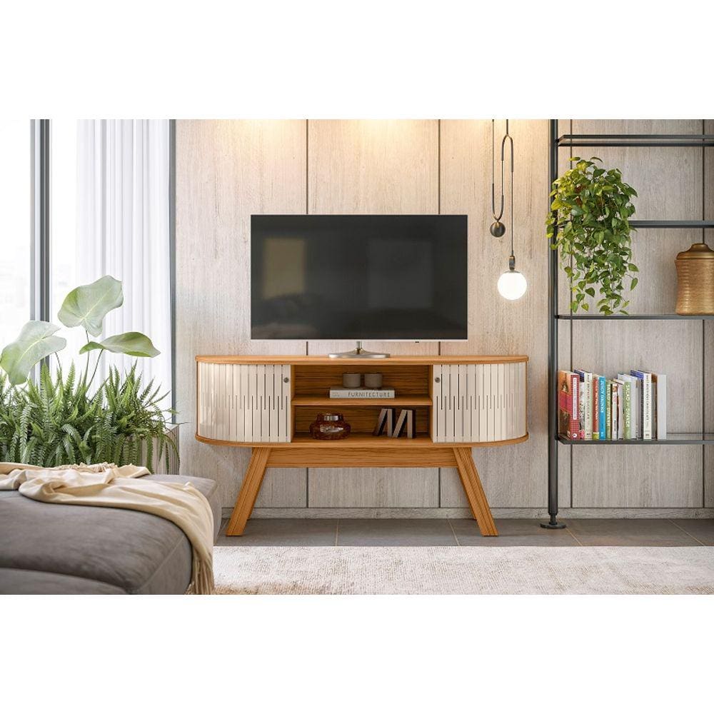 Painel Atlanta para TV até 55 polegadas - Naturale/Off White - Madetec