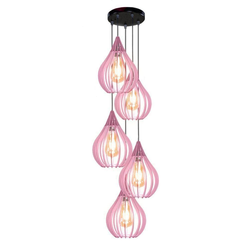 Luminária Teto Lustre Pendente Balcão Cozinha Sala 5 Chile Cor:rosa