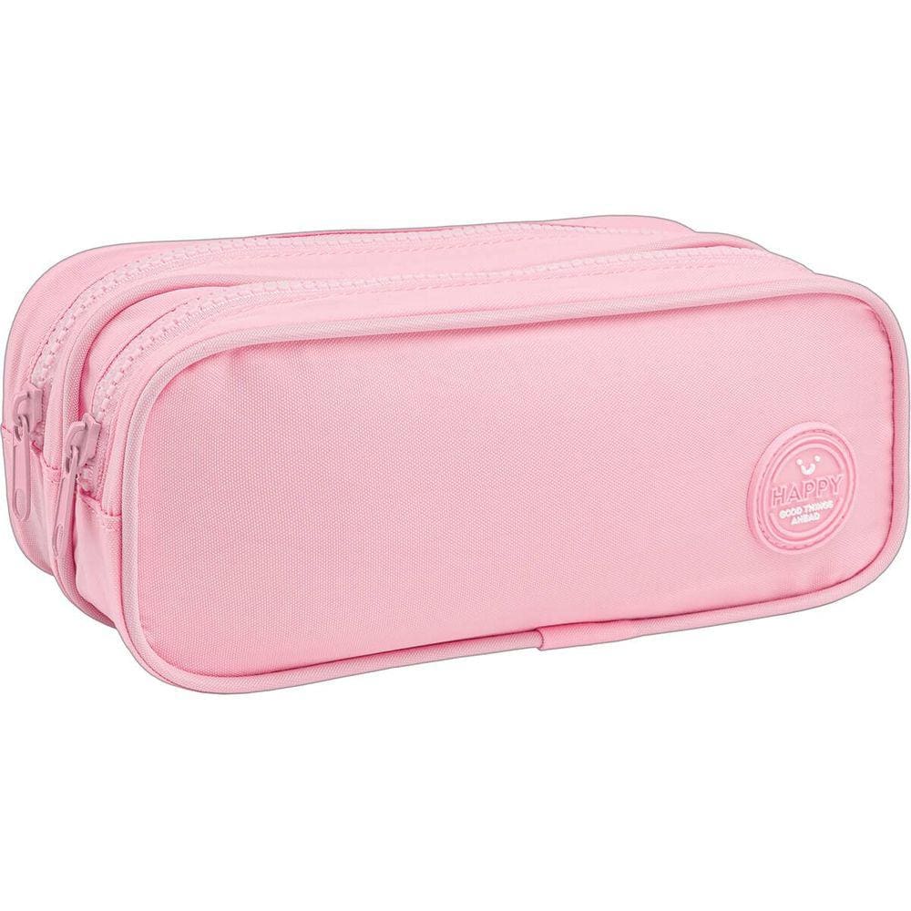 Estojo Duplo Grande Happy Rosa Tilibra Ref 8656