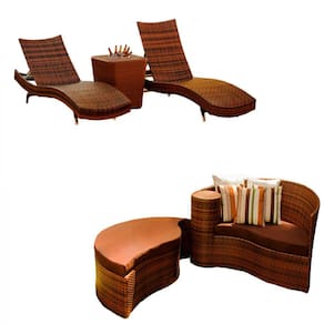 2 Espreguiçadeiras e Mesa Grécia com Chaise Meia Lua em Alumínio Piscina, Área, Jardim Trama