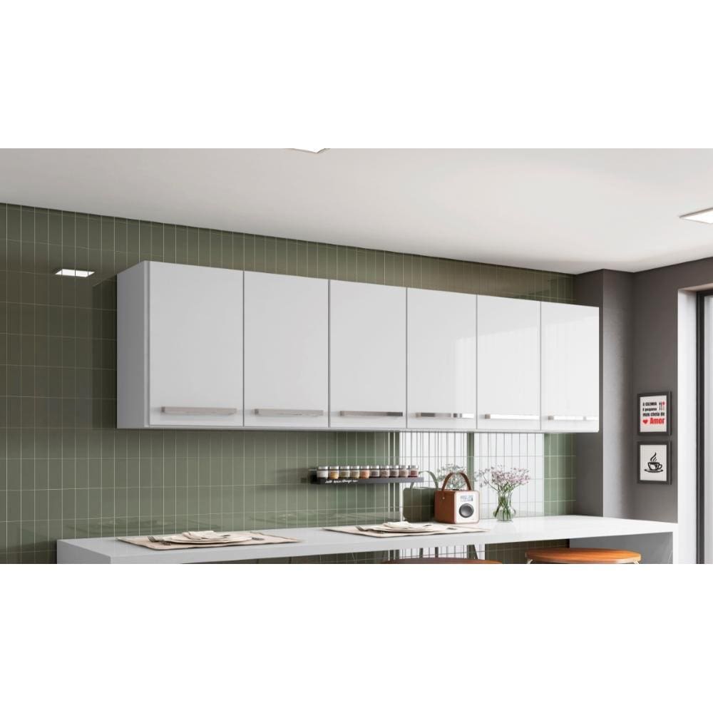 Armario Aereo de Cozinha Maldivas Branco Brienza Movelaria