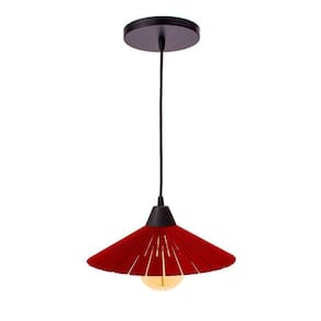 Luminária Teto Lustre Pendente Balcão Cozinha Sala Mdf Cabo Cor:vermelho