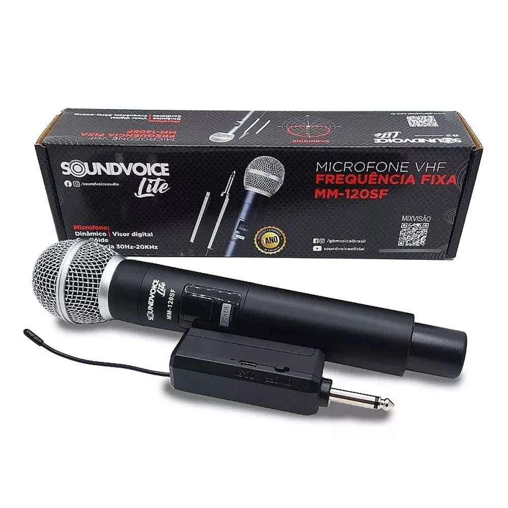 Microfone Sem Fio Dinâmico Cardióide Soundvoice MM120 SF