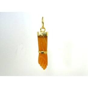 Colar Figa Quartzo Tangerina Montagem No Envolto Dourado