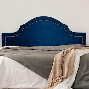 Cabeceira Casal Estofada para Cama Box Provençal Luxo com Tachas 140x60cm Azul/Fumê