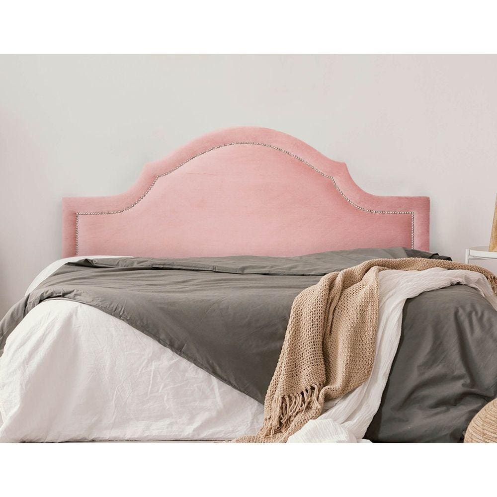Cabeceira King Estofada para Cama Box com Tachas 193x60cm Provençal Luxo Rosê/Prata
