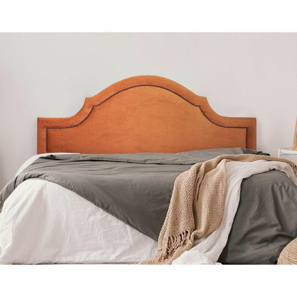 Cabeceira King Estofada para Cama Box com Tachas 193x60cm Provençal Luxo Terracota/Fumê