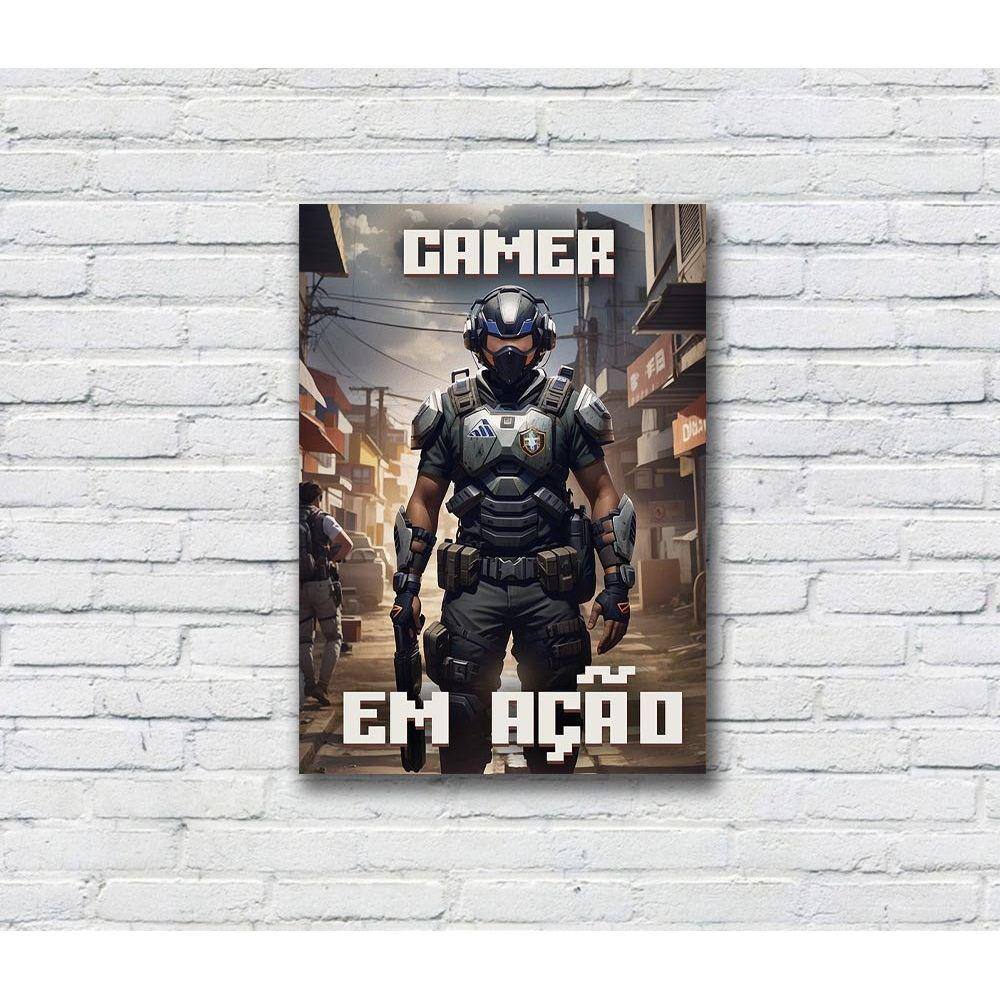 Quadro/Placa Decorativa Gamer MDF 20x28 Gamer em Ação