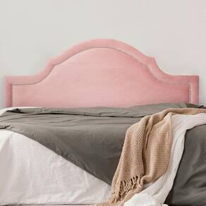 Cabeceira Casal Estofada para Cama Box Provençal Luxo com Tachas 140x60cm Rosê/Prata