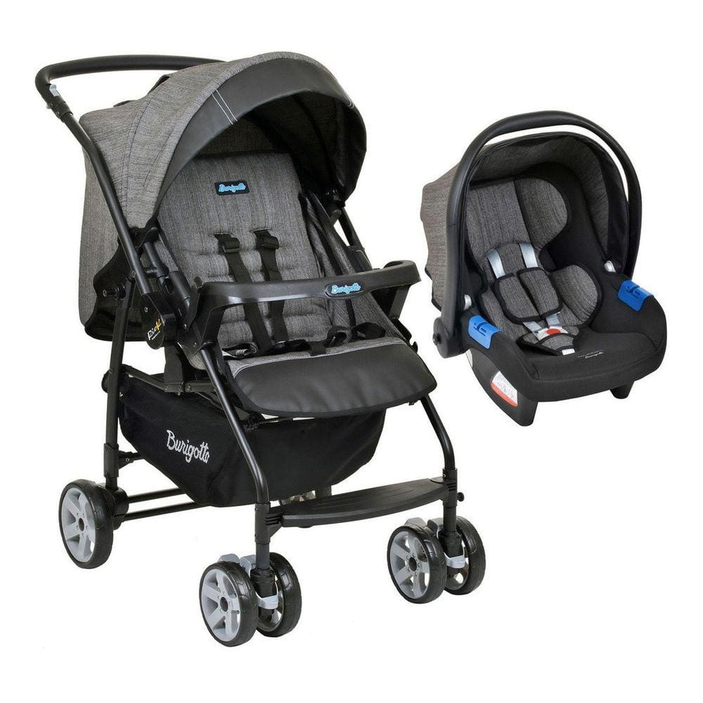 Carrinho Rio K Com Bebê Conforto Mesclado Preto - Burigotto