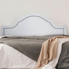 Cabeceira Casal Estofada para Cama Box Provençal Luxo com Tachas 140x60cm Branco/Fumê