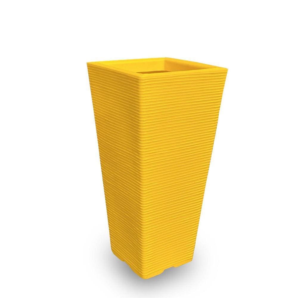 Vaso De Planta Decorativo Quadrado Polietileno 75X40 Amarelo