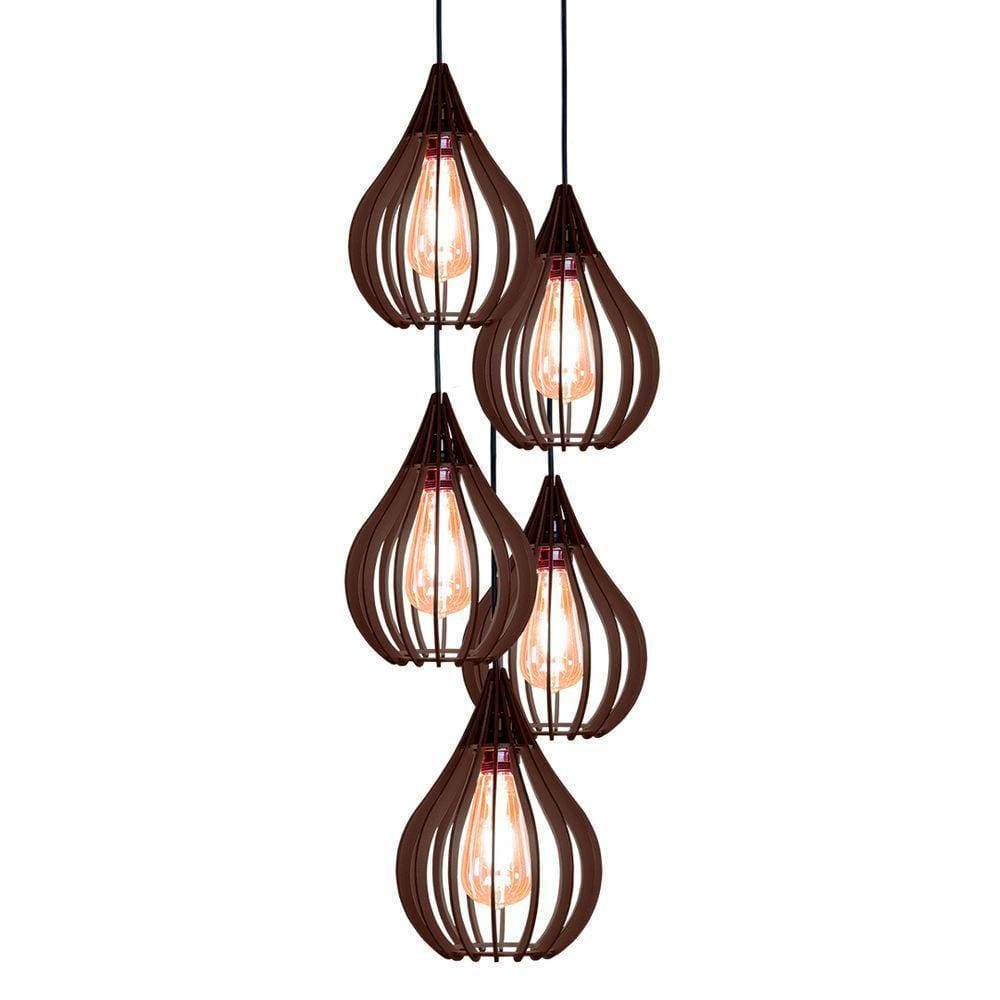 Luminária Teto Lustre Pendente Balcão Cozinha Sala 5 Chile Cor:chocolate