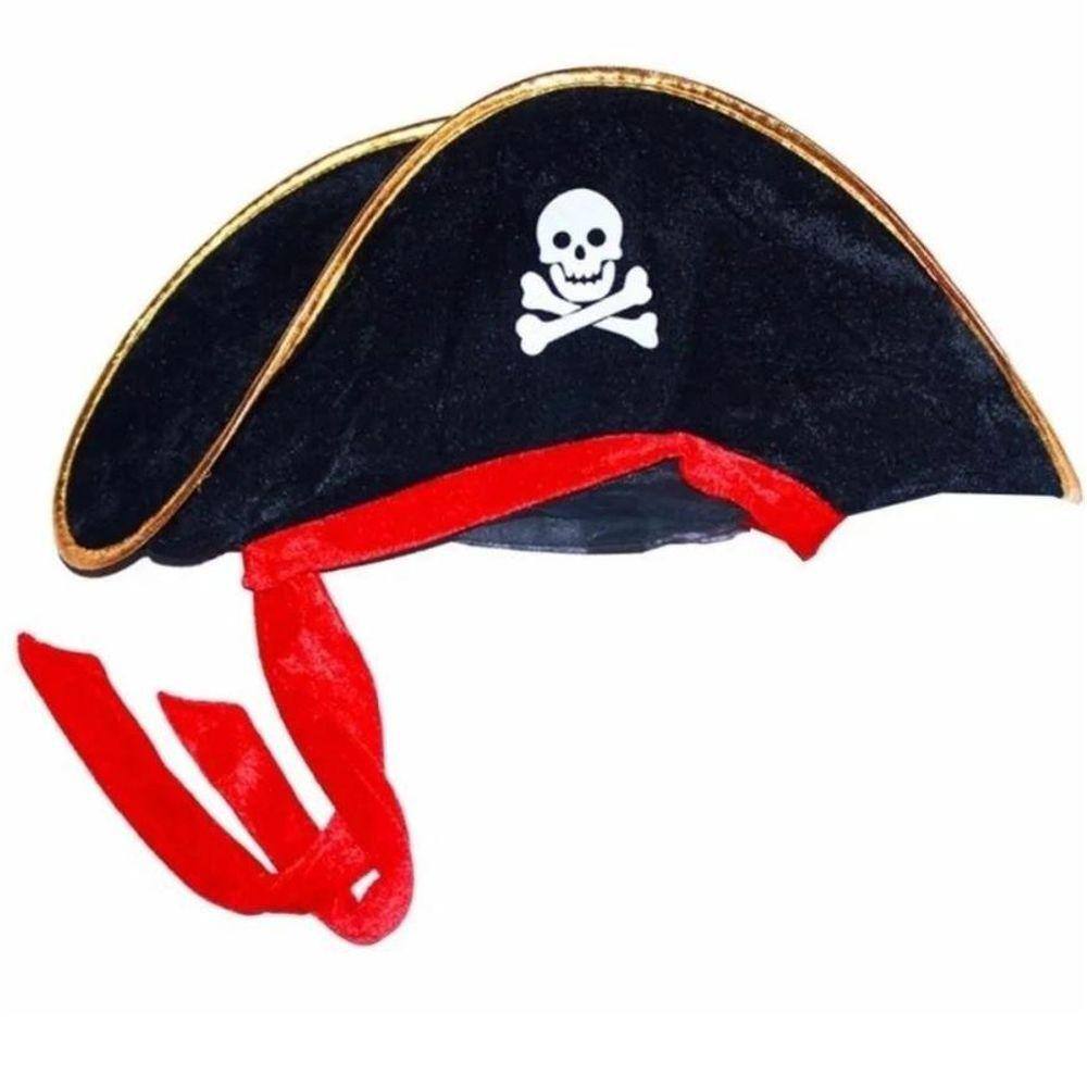 Chapéu De Pirata Preto Fantasia De Festa Halloween Carnaval