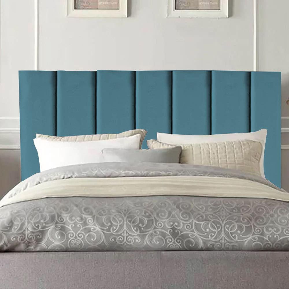 Cabeceira Estofada Cama Box Casal 1,60m Carla Suede Azul Marinho