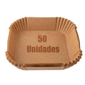 Kit 50 Formas Quadrada Fritadeira Elétrica Papel Descartável