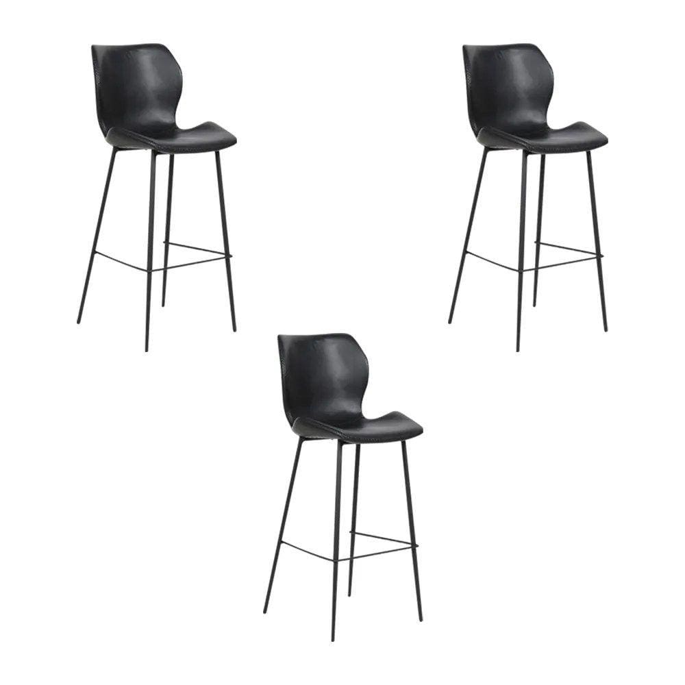 Kit 3 Banquetas Alta com Encosto para Bancada Cozinha Penha R02 PU Preto - Mpozenato
