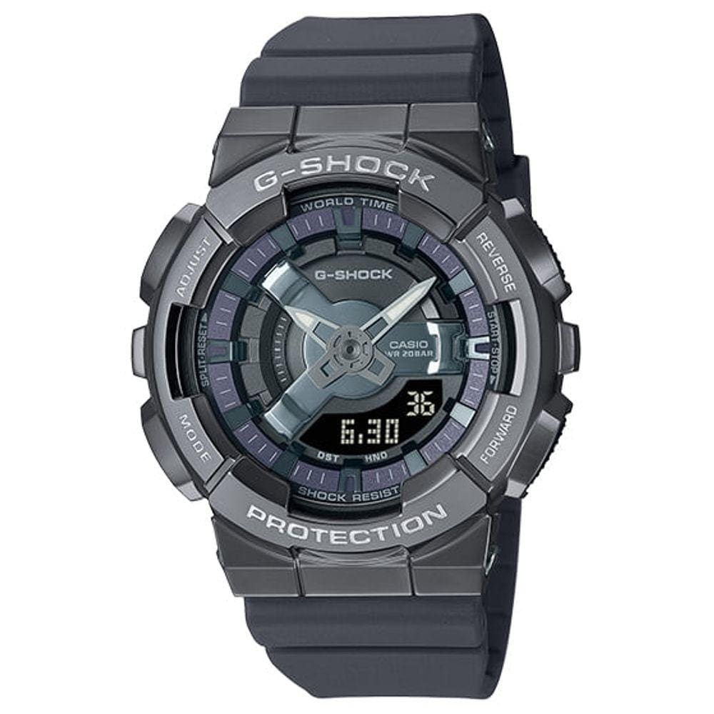 Relógio CASIO G-SHOCK anadigi prata borracha GM-S110B-8ADR