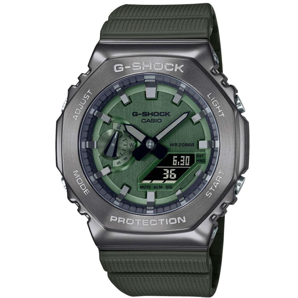 Relógio CASIO G-SHOCK verde metal anadigi GM-2100B-3ADR