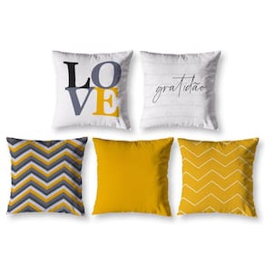Kit 5 Almofadas Cheias 40 X 40 Estampadas Chevron Amarelo