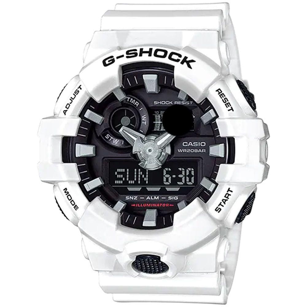 Relógio CASIO G-SHOCK masculino anadigi branco GA-700-7ADR