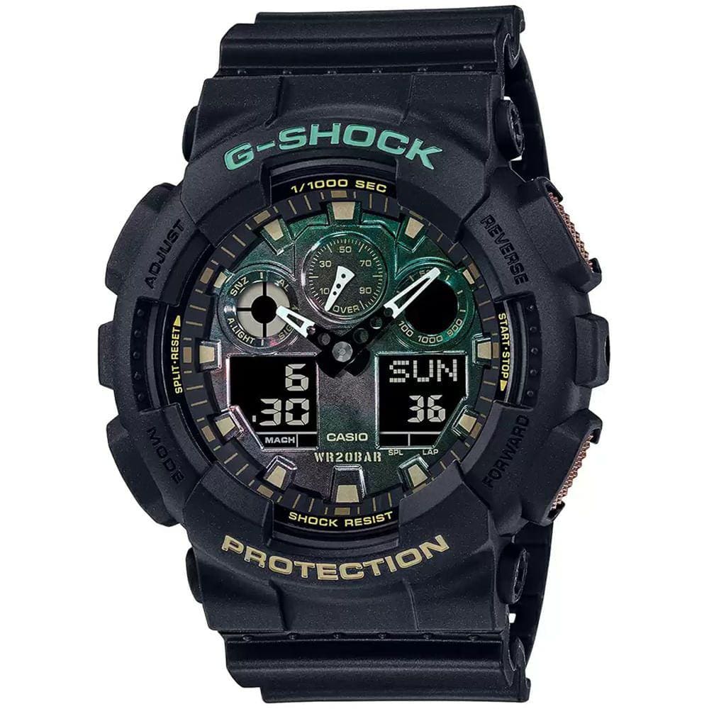 Relógio CASIO G-SHOCK preto anadigi masculino GA-100RC-1ADR