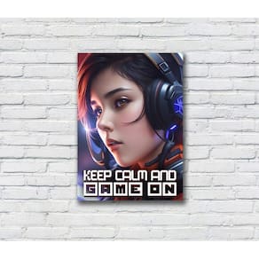 Quadro/Placa Decorativa Gamer MDF 20x28 Keep Calm Game On