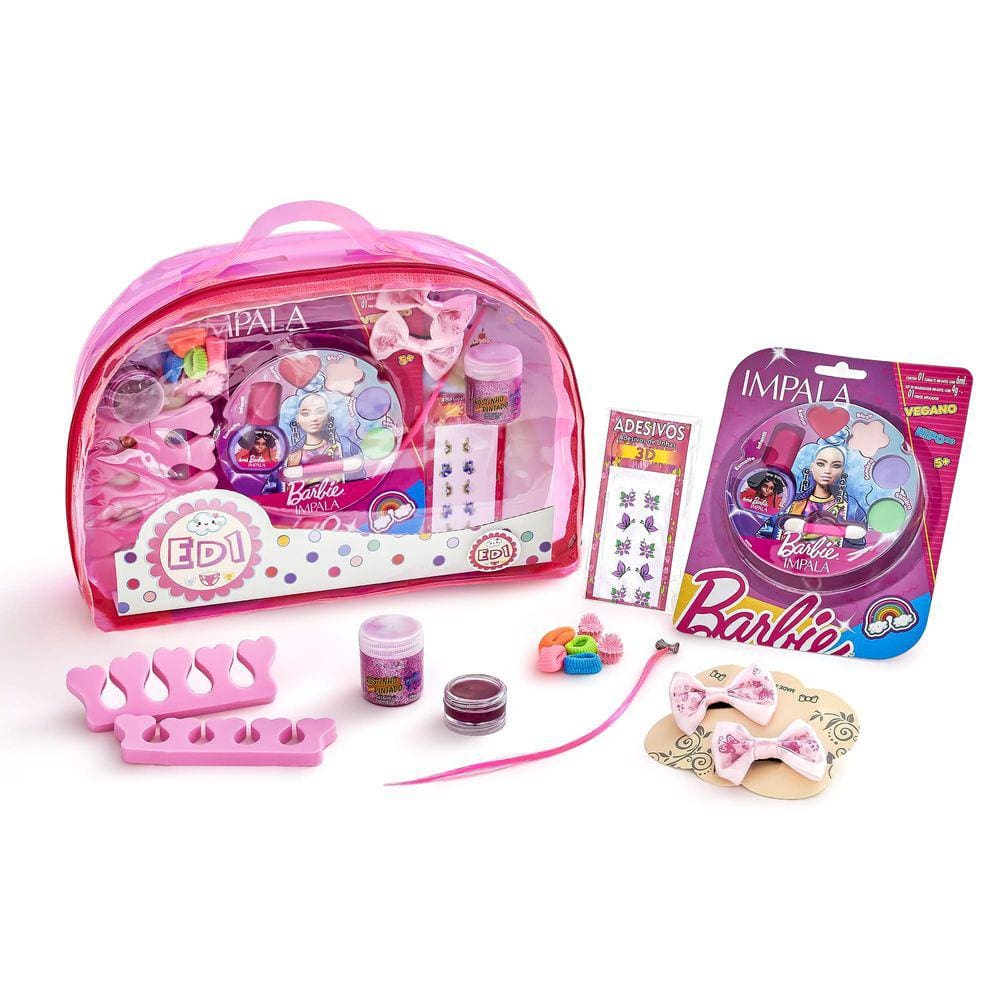 Kit Boneca Barbie Com Acessórios Salão De Beleza E Maquiagem