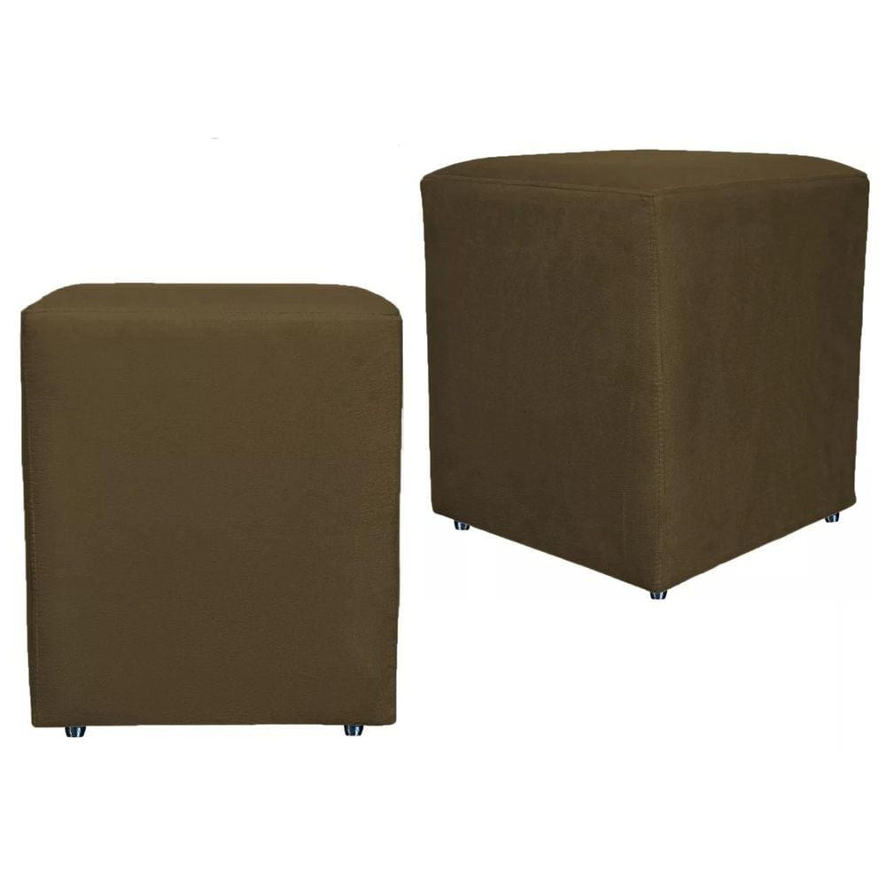 Kit 2 Puffs Quadrado Cubo Decorativo Utilize - Marrom