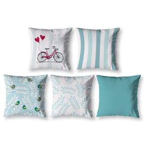 Kit 5 Almofadas Cheias 40 X 40 Estampadas Vintage Bike Verde