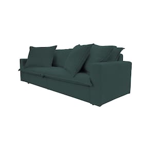 Sofá 3 Lugares para Sala de Estar Tecido Veludo Verde Musgo Vegas Premium Base em Madeira Maciça