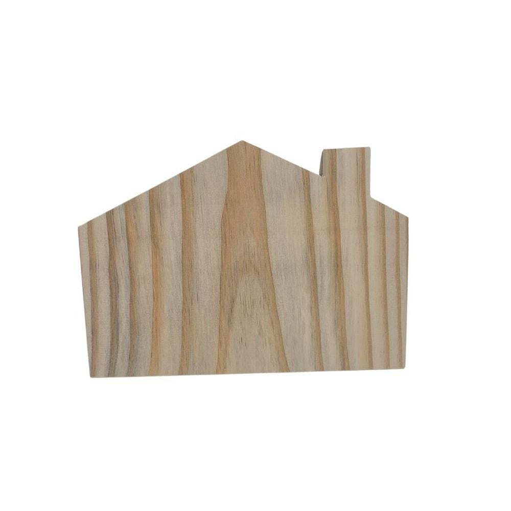 Casa com chaminé em Pinus 25x18cm -Jeito Próprio Artesanato