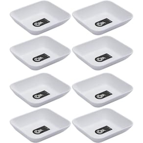 6 Pratos Brancos de Petiscos Essential Coza 10x9cm Sushi Molho Guarnição Plástico Restaurante