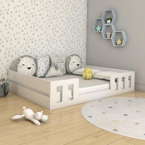 Cama Casal Infantil Montessori Play Timber Branco